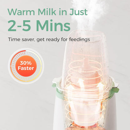 Image displaying a baby bottle warmer/sterilizer and text about it's details