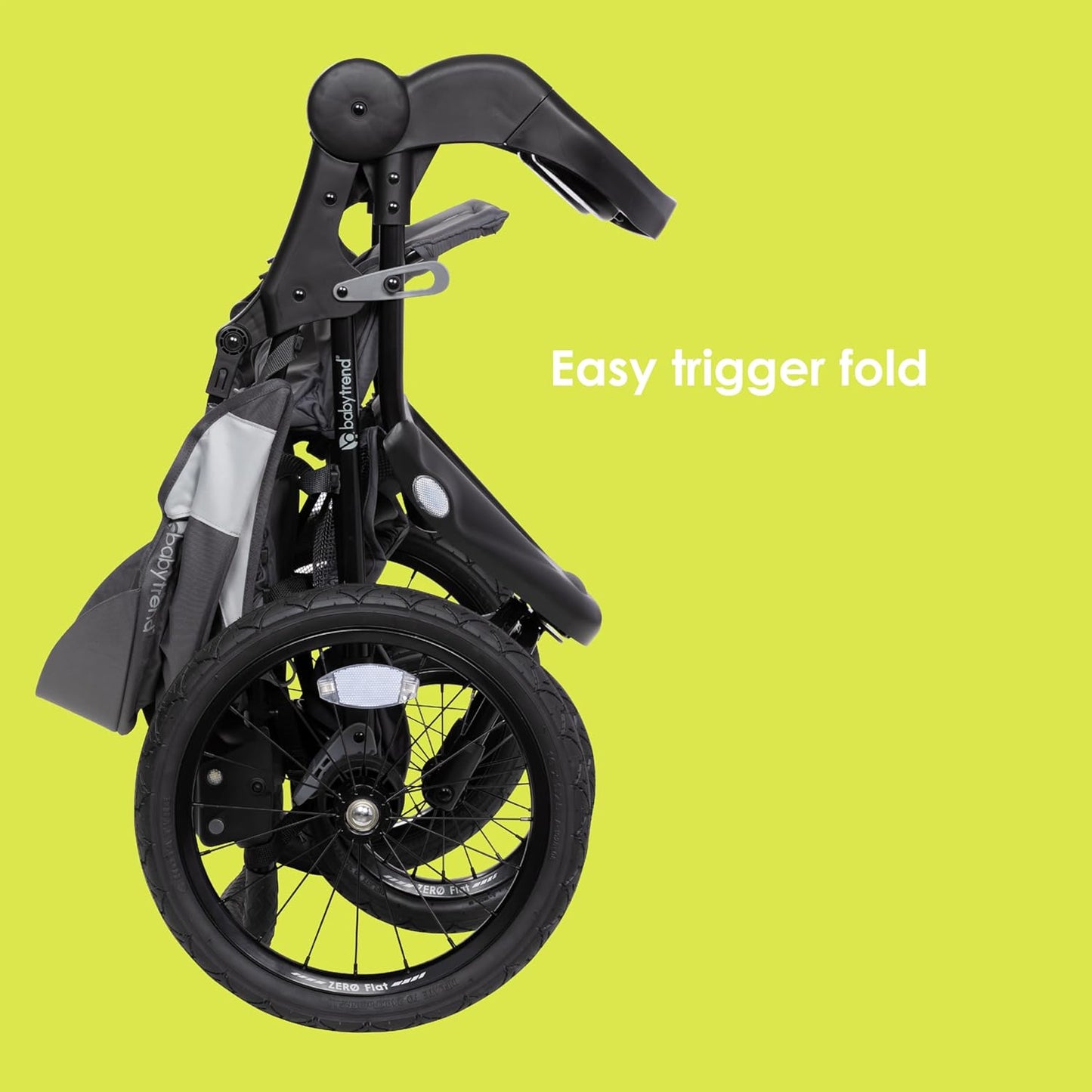 Image displaying a jogging stroller with text about it’s details