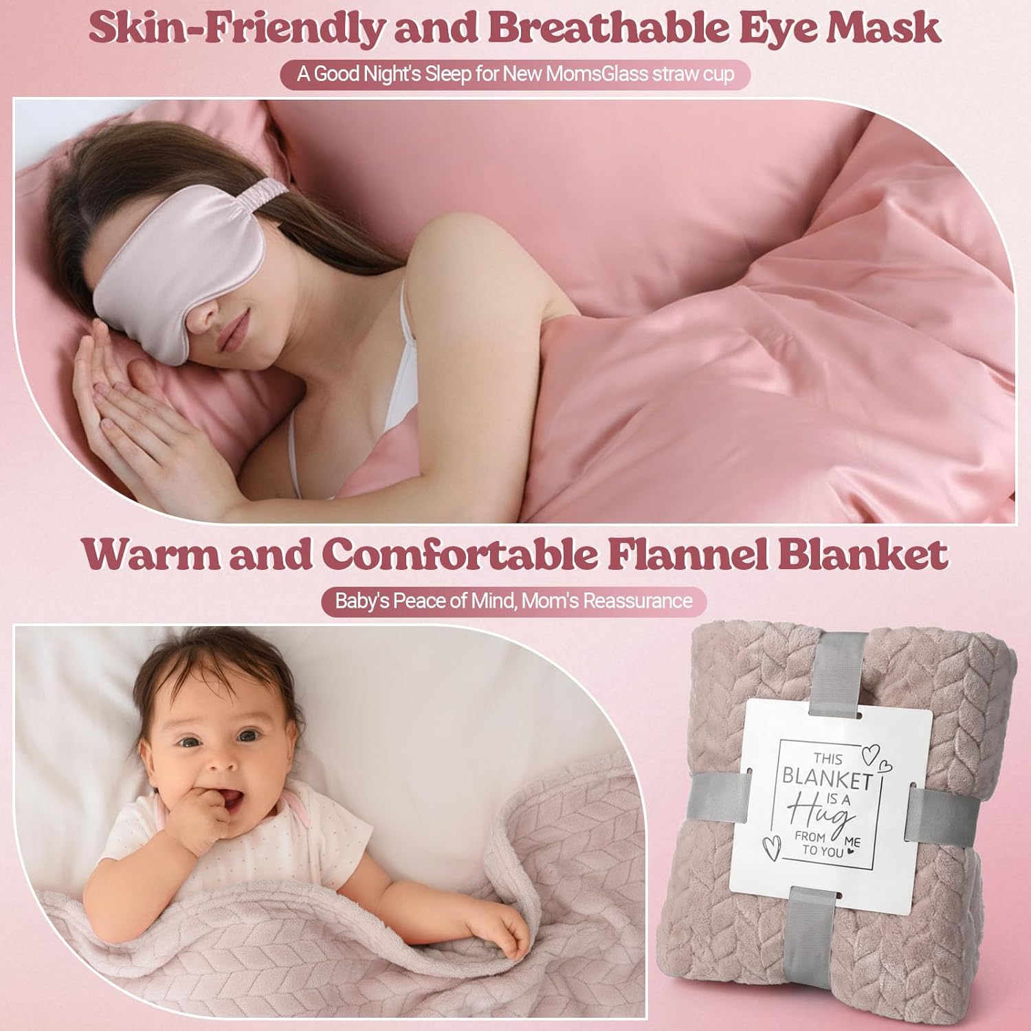 Image displaying text  about the details of a gift set for new moms