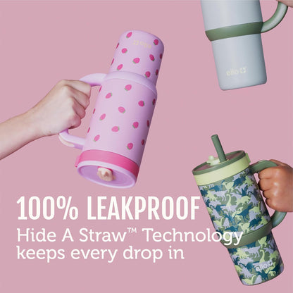 Image displaying a kid's tumbler and text about it's details