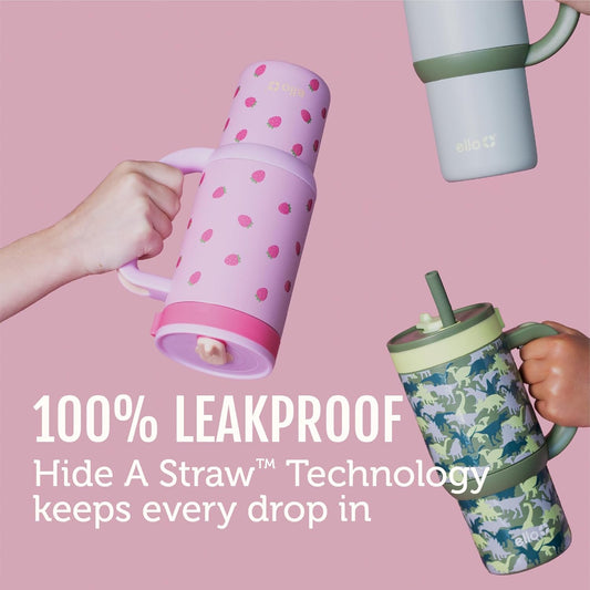 Image displaying a kid's tumbler and text about it's details