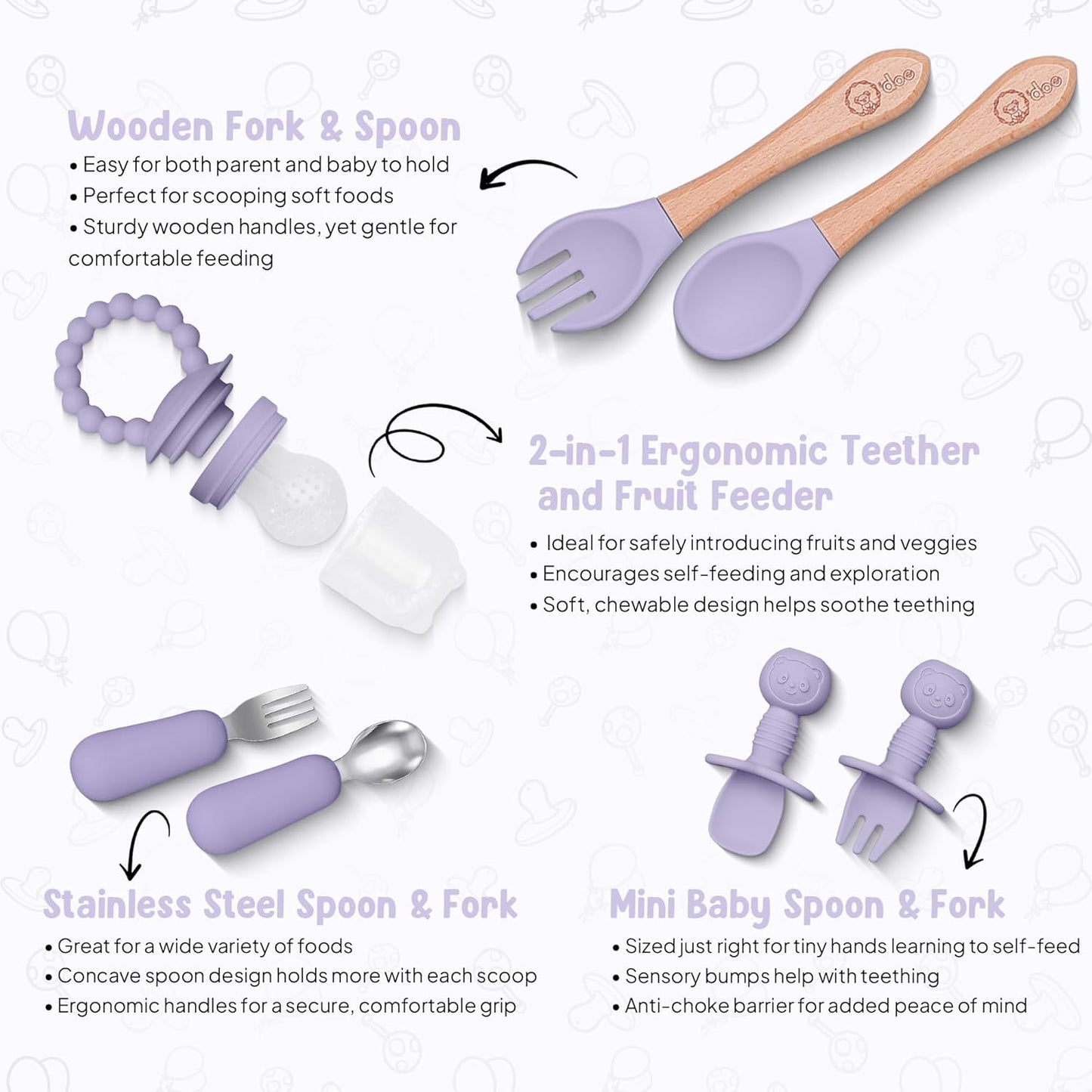 O'doe 17-Piece BPA-Free Silicone Baby Feeding Set