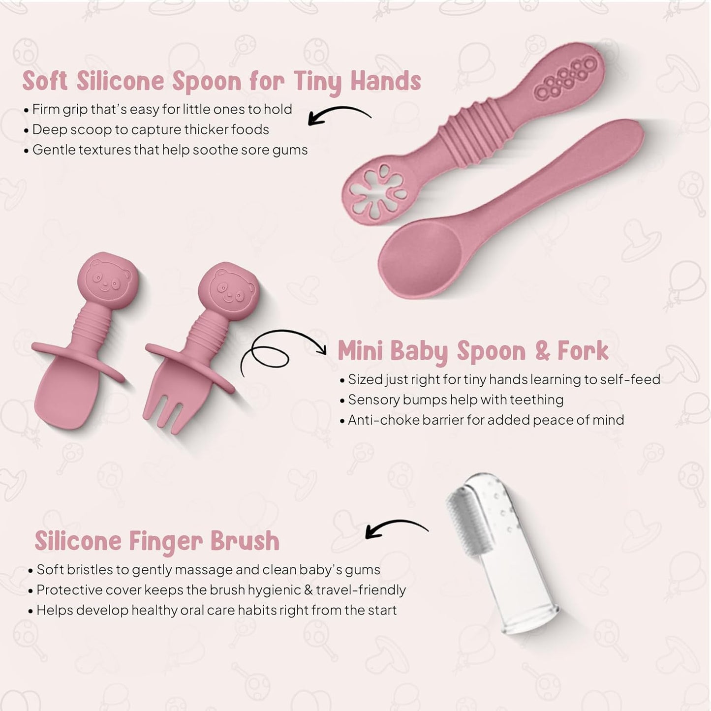 O'doe 11-Piece BPA-Free Silicone Baby Feeding Set