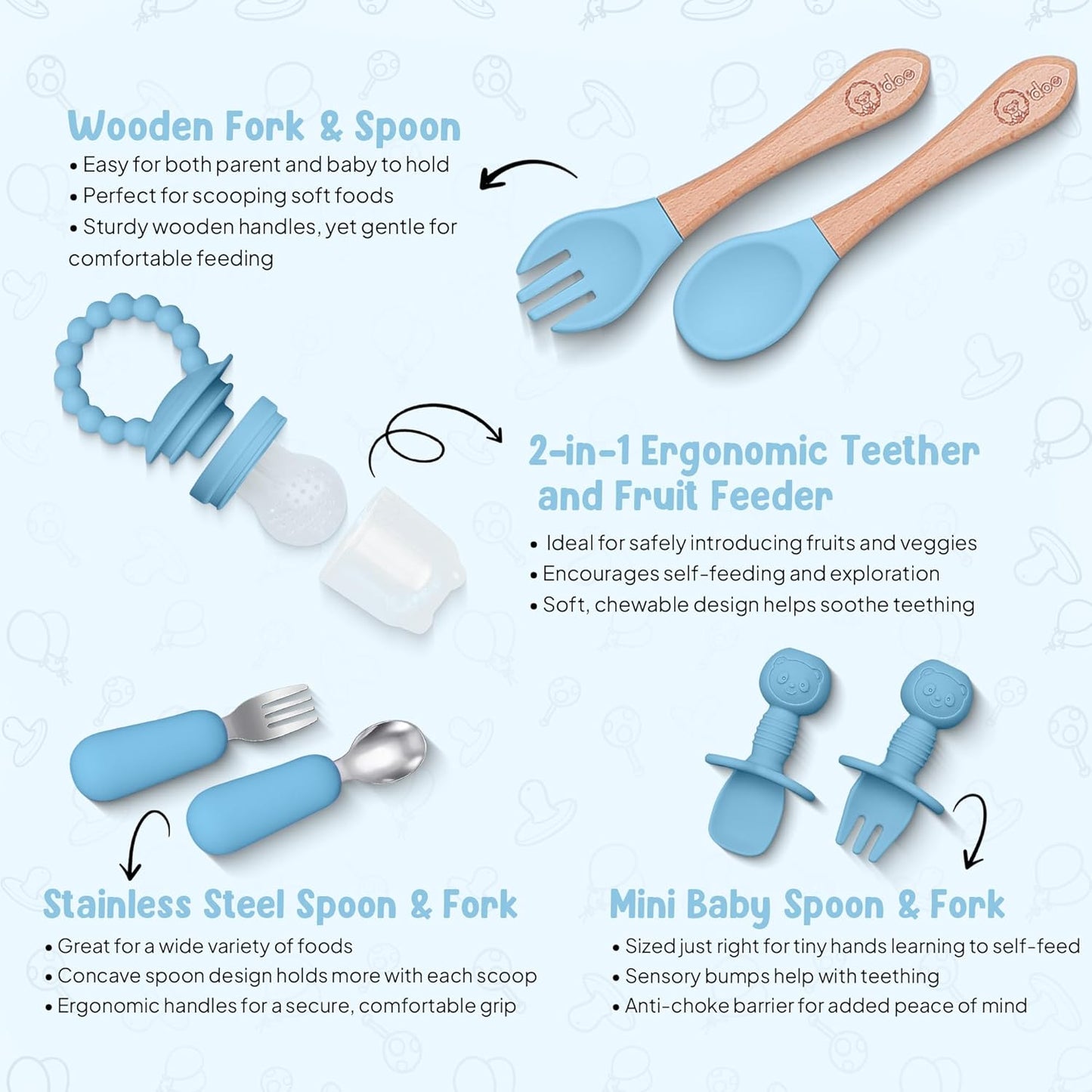 O'doe 17-Piece BPA-Free Silicone Baby Feeding Set