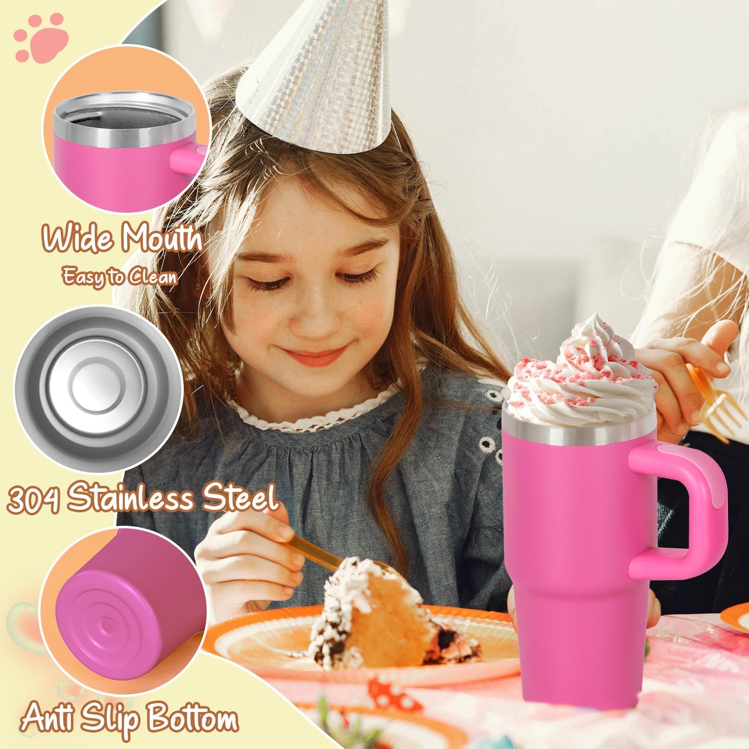 Image displaying a kid with a tumbler and it's details