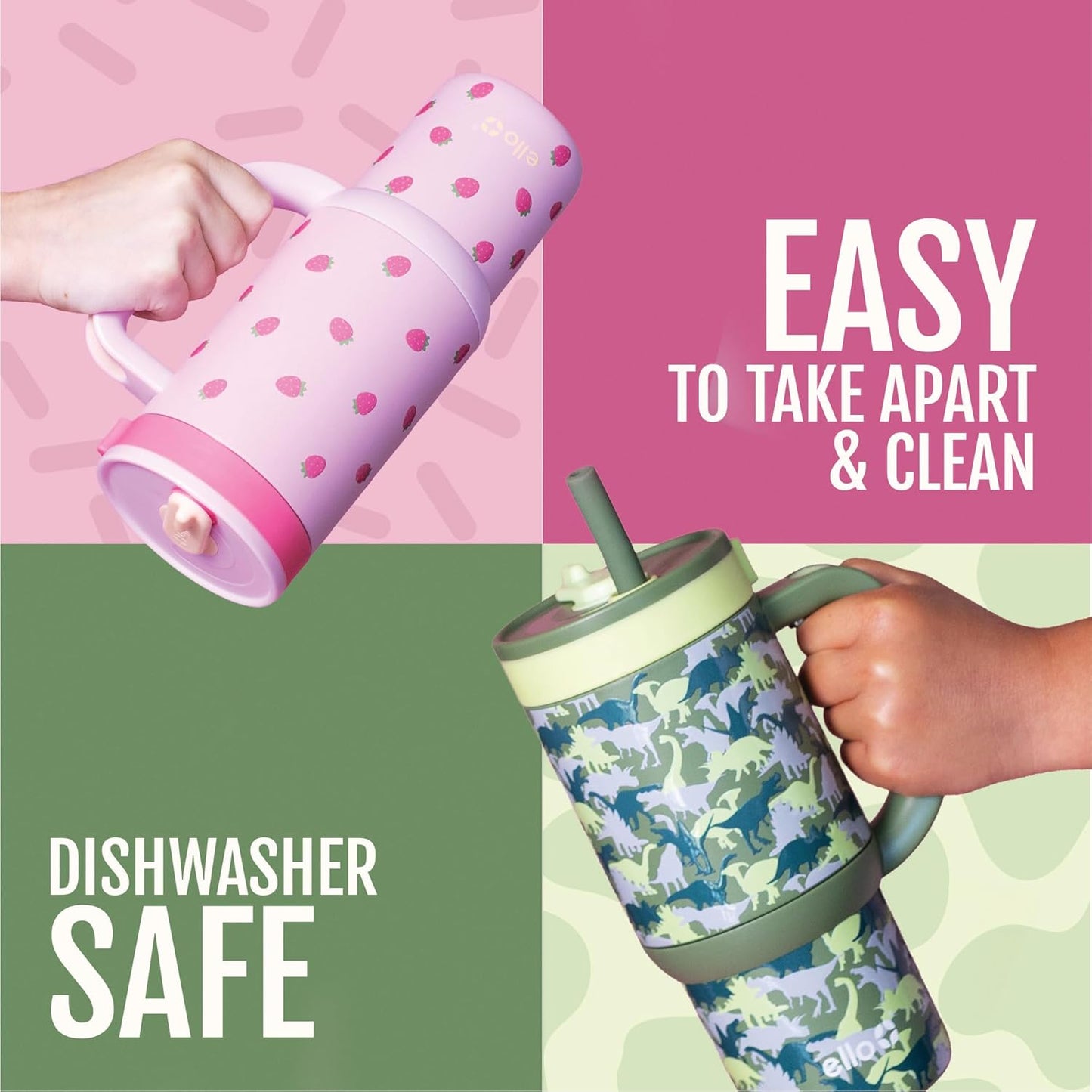 Image displaying kid's tumblers and text about their details