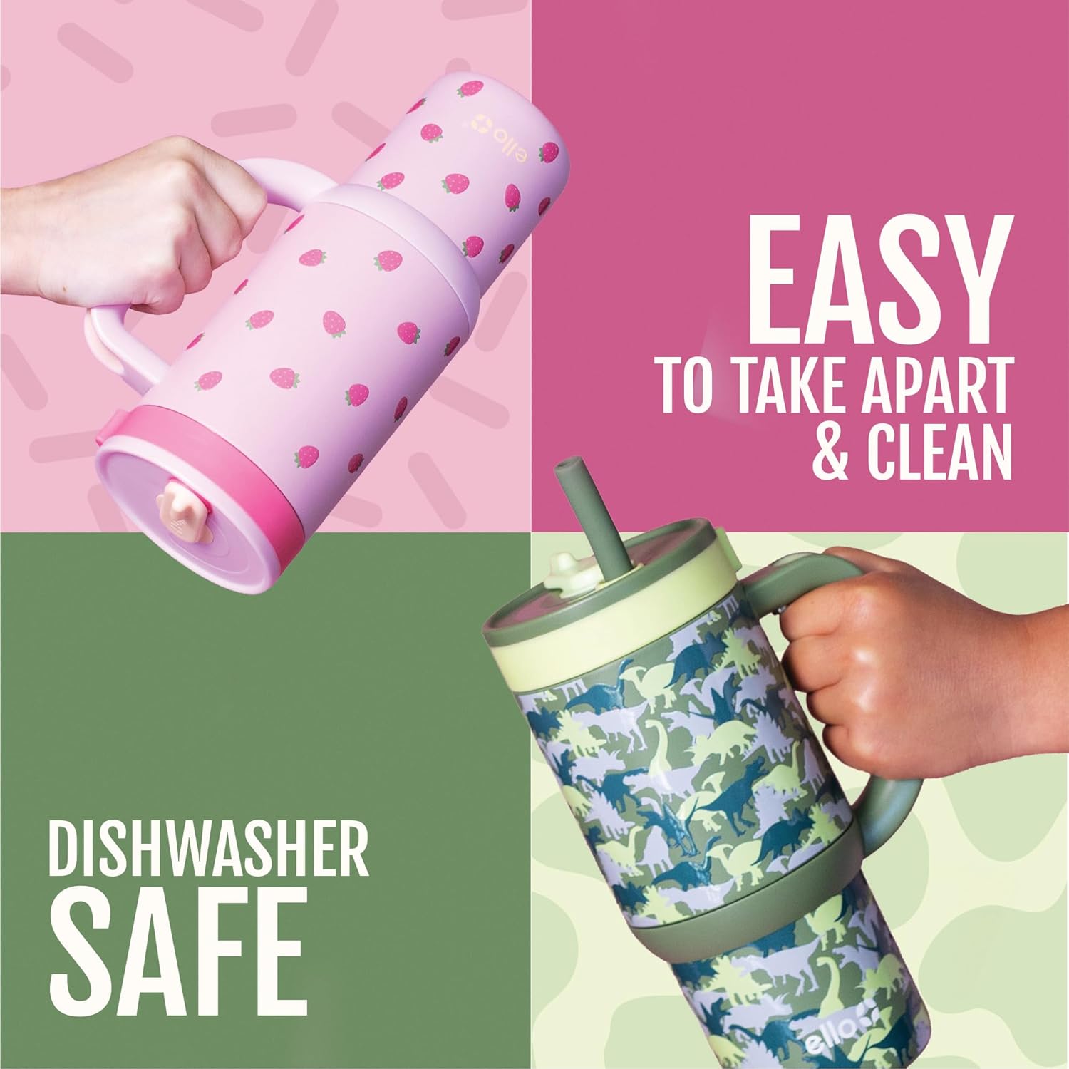 Image displaying kid's tumblers and text about their details