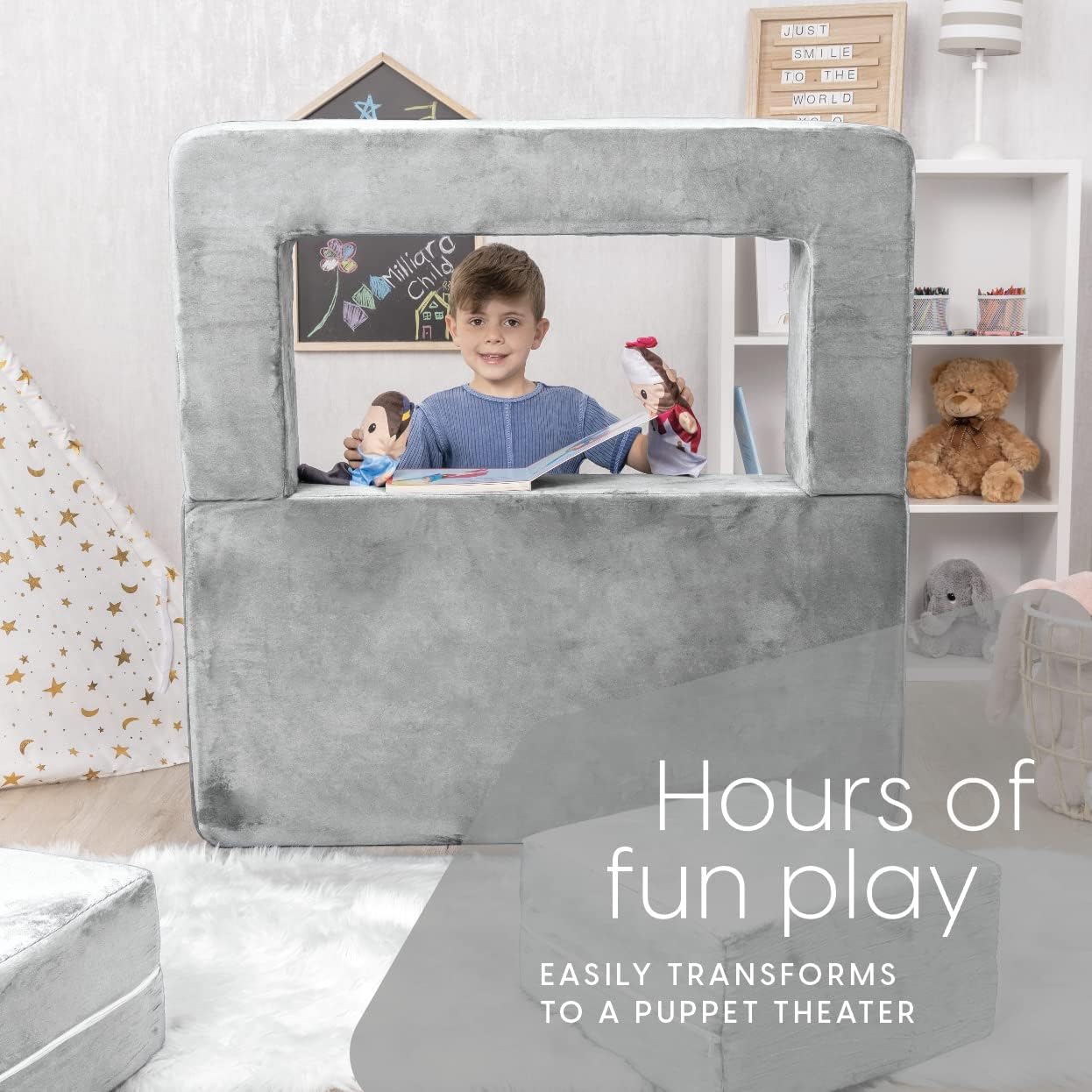 Image displaying a kid playing with a soft modular play furniture