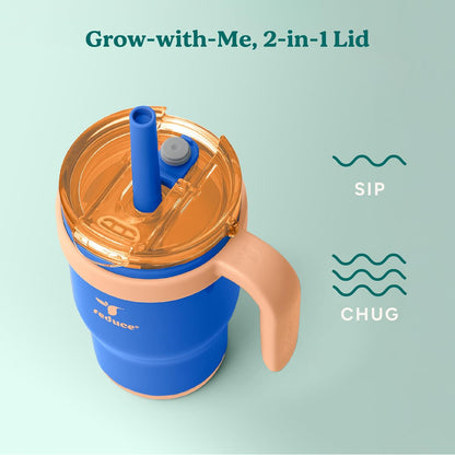 Image displaying a kid's tumbler and text about it's details