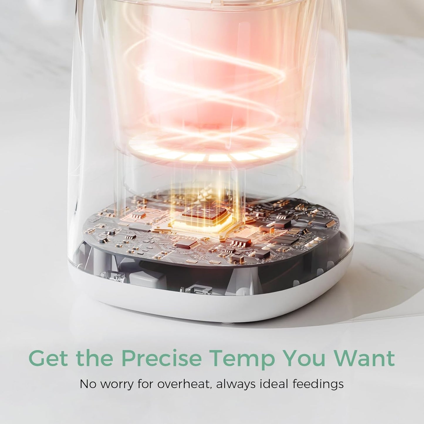 Image displaying a baby bottle warmer/sterilizer and text about it's details