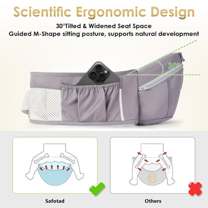 Image displaying a baby carrier and text about it's details