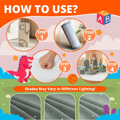 Image displaying a soft modular play furniture and text about it's details