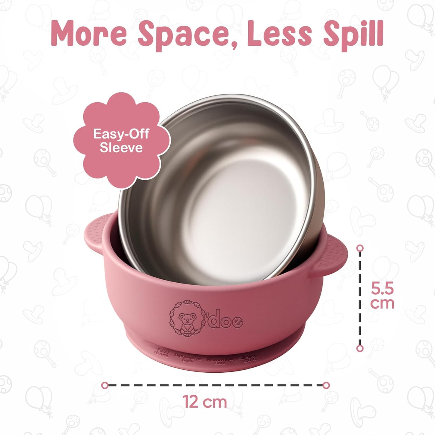 Set of BPA-free baby suction bowls made from stainless steel and food-grade silicone, ideal for toddlers and babies.