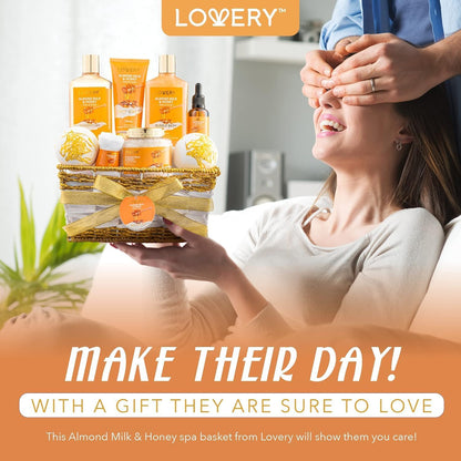 Image dissplaying a woman holding a gift set for new moms