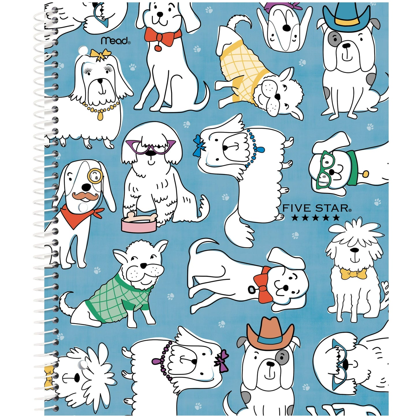Five Star Cats & Dogs 1 Subject Wide Ruled Notebook Plus Study App, 8" x 10.5", Dogs, Poly, Spiral, 80 Sheets