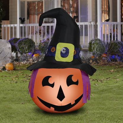 Witchy Jack-o'-Lantern Airblown Yard Inflatable, Multicolor, 3.5', Halloween by Way To Celebrate