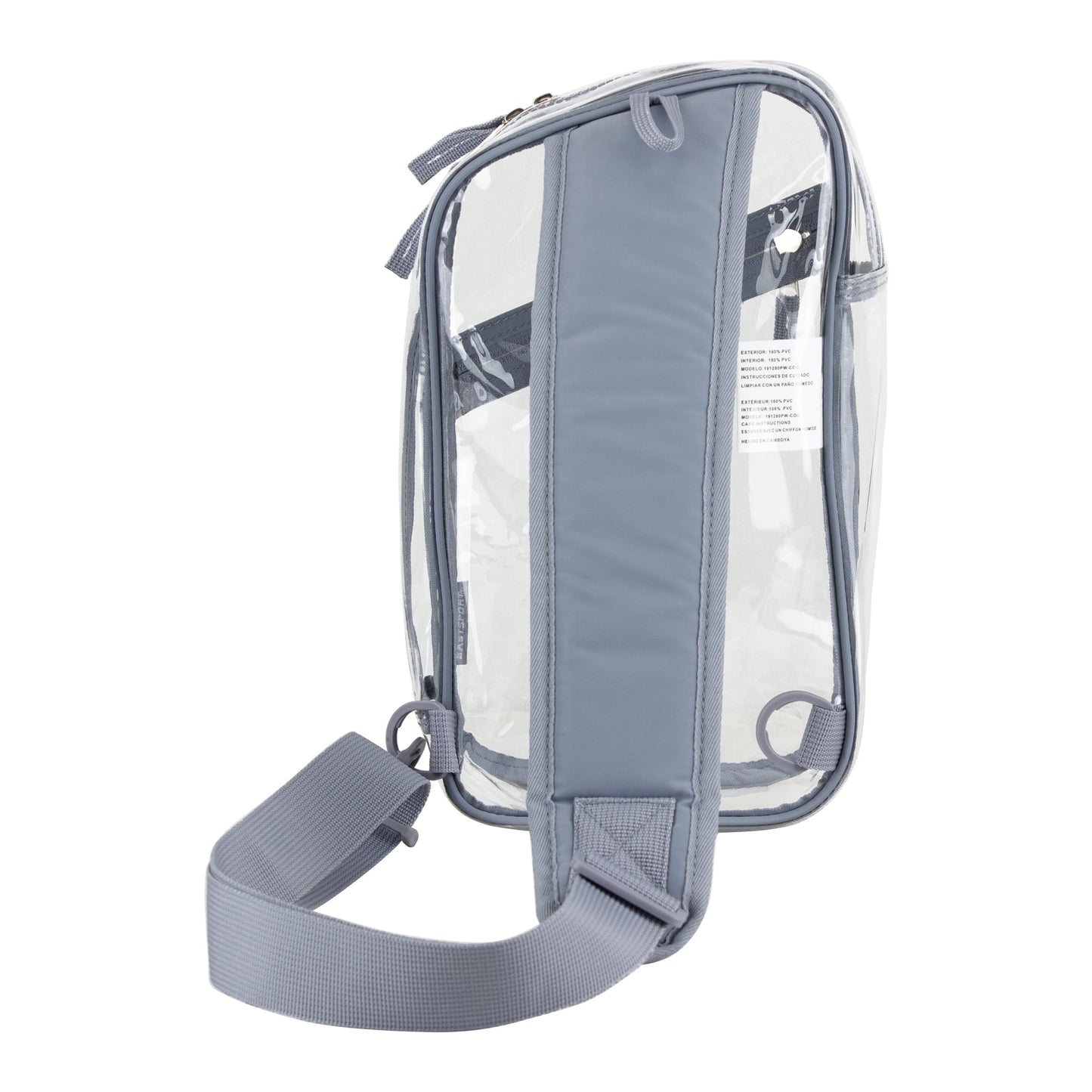 Compact transparent sling bag for carrying your phone, wallet, keys, water bottle, and personal accessories.