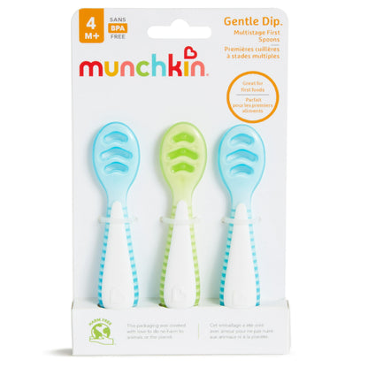 Munchkin Gentle Dip Multistage First Infant Spoons, Blue/Green, Unisex
