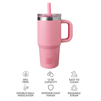 YAYA My First Travel Tumbler for Toddlers 3+ with Reusable Straw and Spill-Safe Lid, 12oz