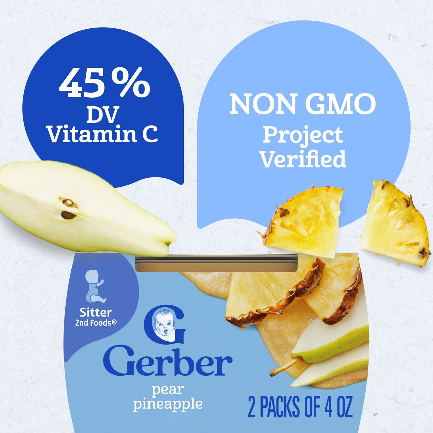 Gerber Stage 2 Baby Food, Pear Pineapple Puree Tub, Baby Puree, 2PK 8 oz