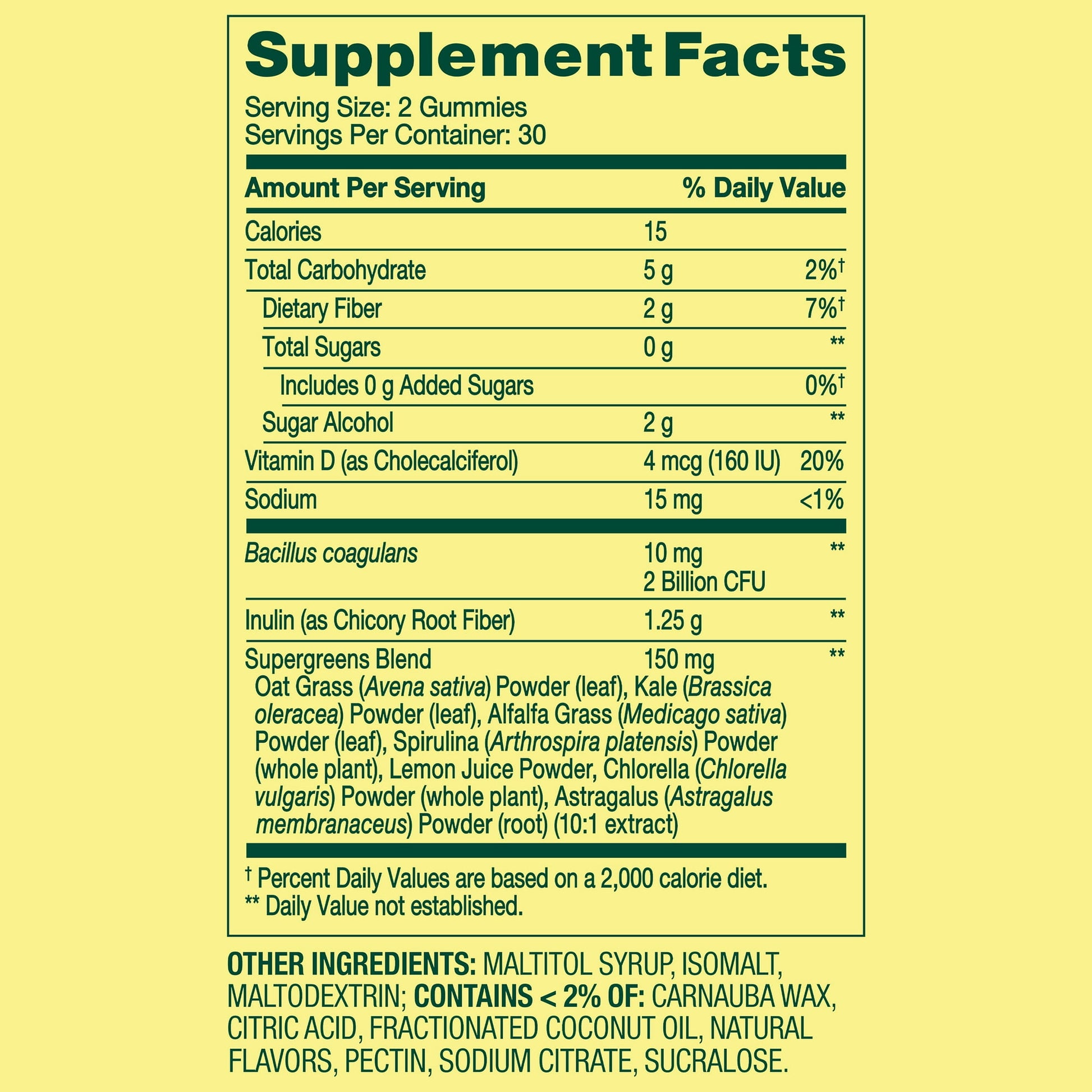 Image showing text about ingredients and details of a Daily wellness supplement product for kids