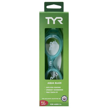 TYR Youth Fit Aqua Blaze Non-Mirrored Swim Goggle - Blue/Green