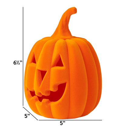 Light-Up Flocked Jack--Lantern Tabletop Decor, Orange, Halloween by Way To Celebrate