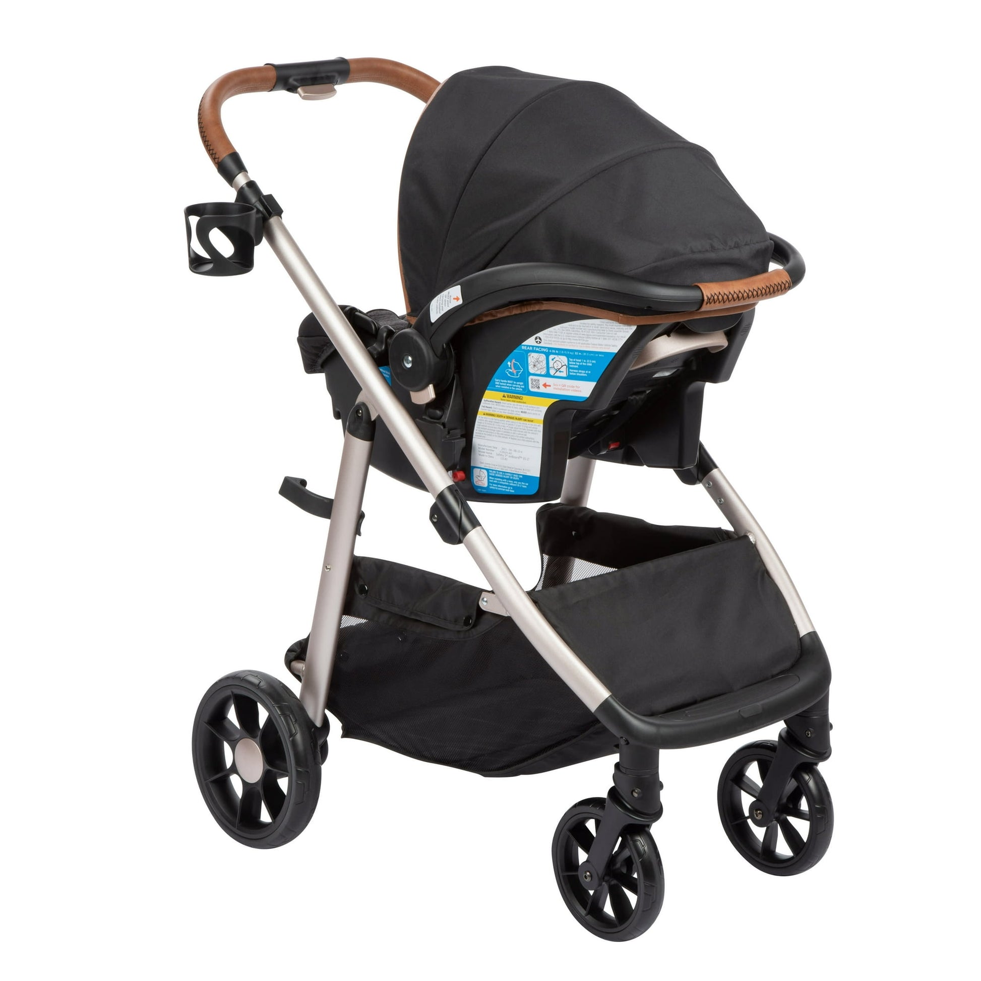 Image displaying a baby stroller with text about it's details
