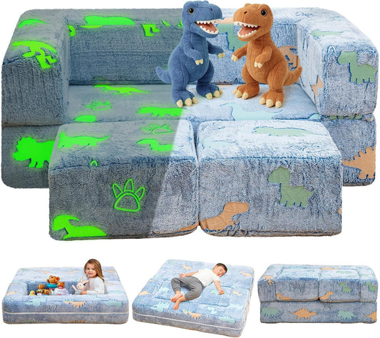 Soft modular play furniture for children, ideal for imaginative play, relaxing, and flexible indoor activities