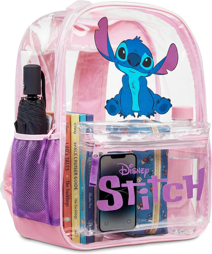 Transparent backpack featuring a fun character-inspired design with a stylish and playful look.