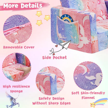 Image displaying a soft modular play furniture and text about it's details