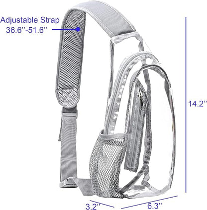 Transparent backpack featuring a fun character-inspired design with a stylish and playful look.