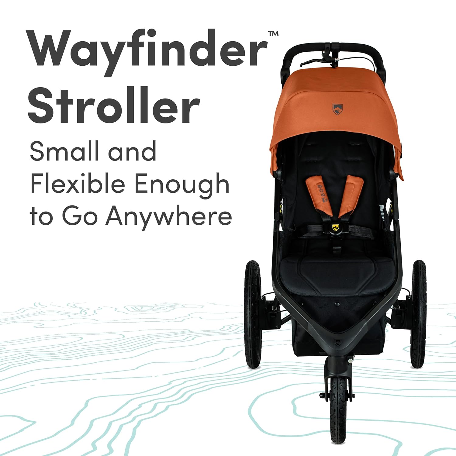 Image displaying a jogging stroller with text about it’s details