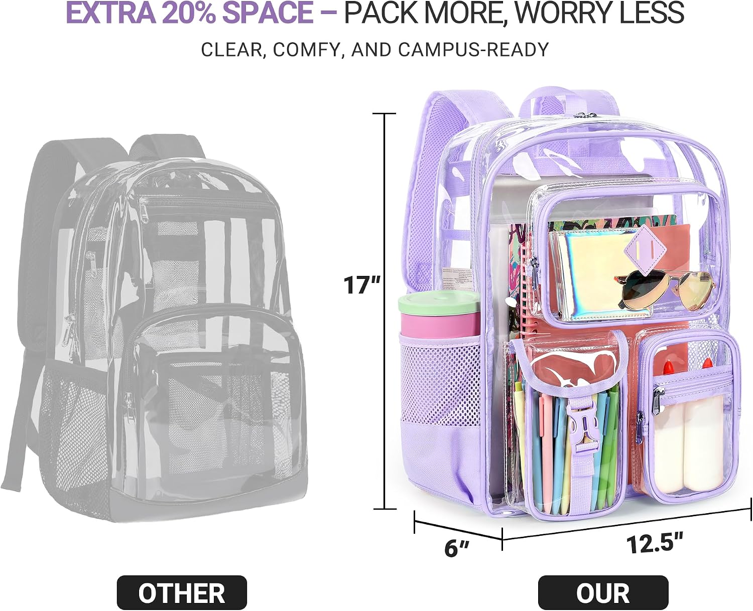 Large-capacity interior for books, folders, laptops, and daily essentials.