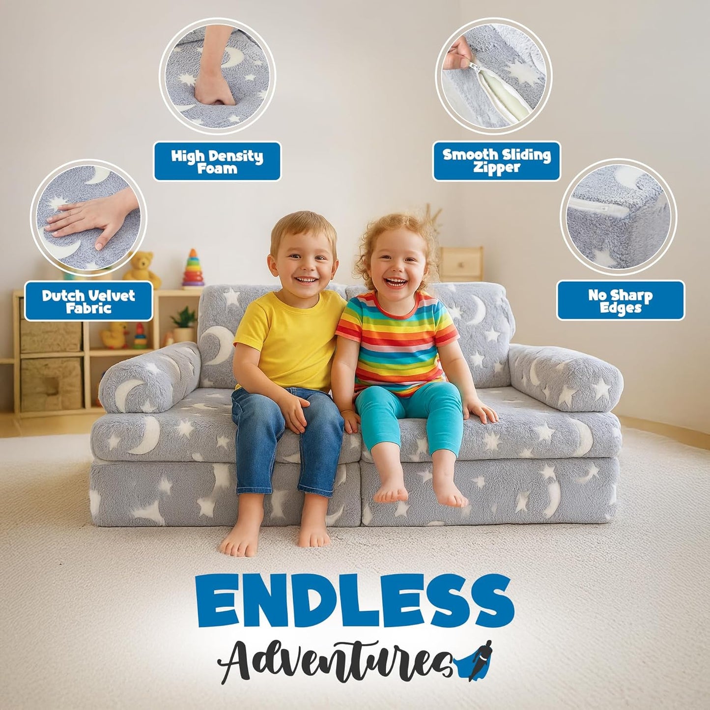 Image displaying a kid playing with a soft modular play furniture