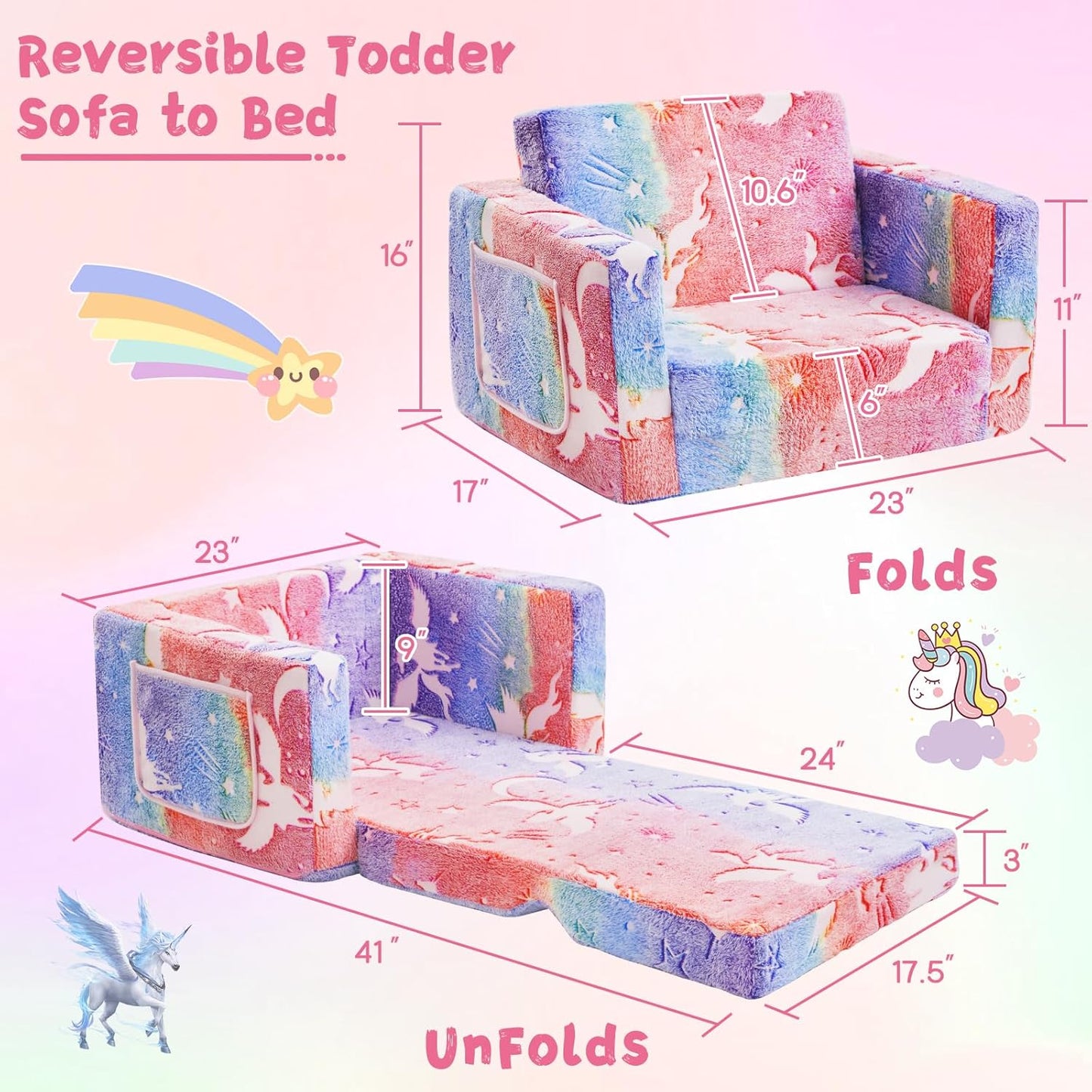 Image displaying a soft modular play furniture and it's dimension