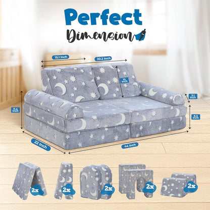 Image displaying a soft modular play furniture and it's dimension