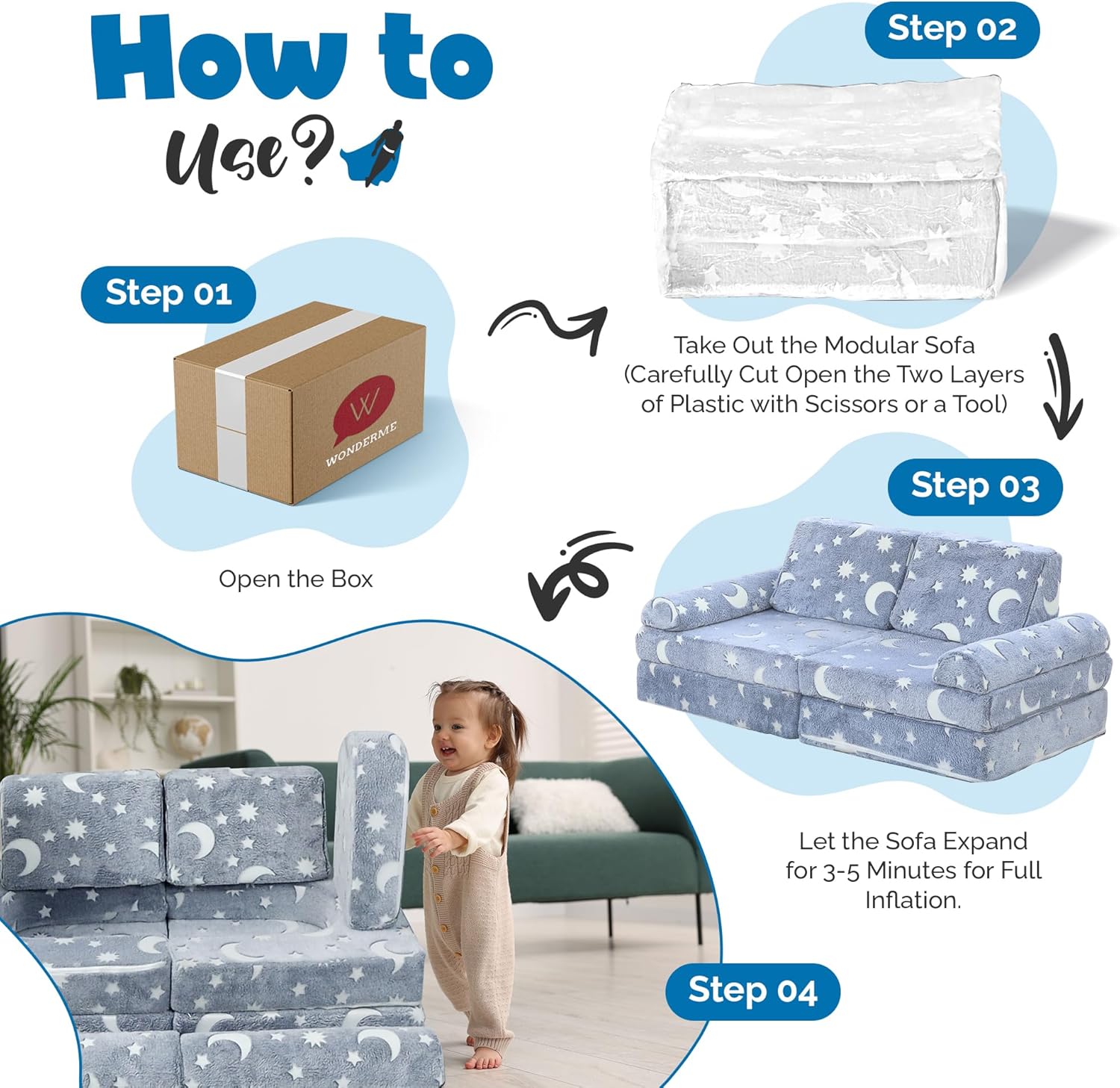 Image displaying a kid playing with a soft modular play furniture