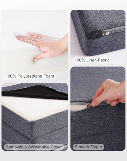 Image displaying a soft modular play furniture and text about it's details