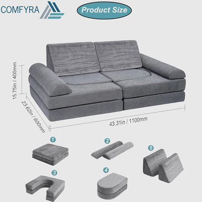 Image displaying a soft modular play furniture and it's dimension