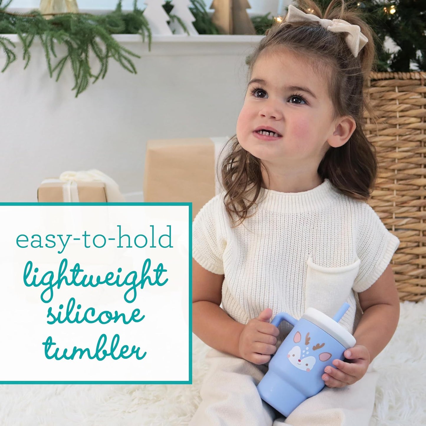 Image displaying a baby with a tumbler and it's details