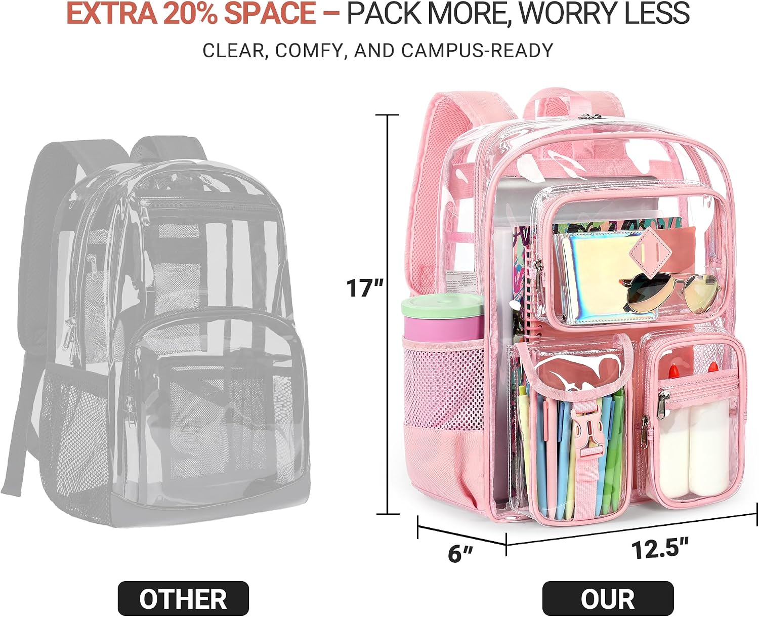 Large-capacity interior for books, folders, laptops, and daily essentials.