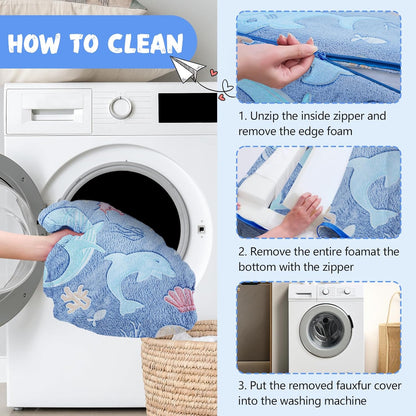 Image displaying a soft modular play furniture and text about it's details