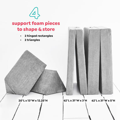 Image displaying a soft modular play furniture and text about it's details