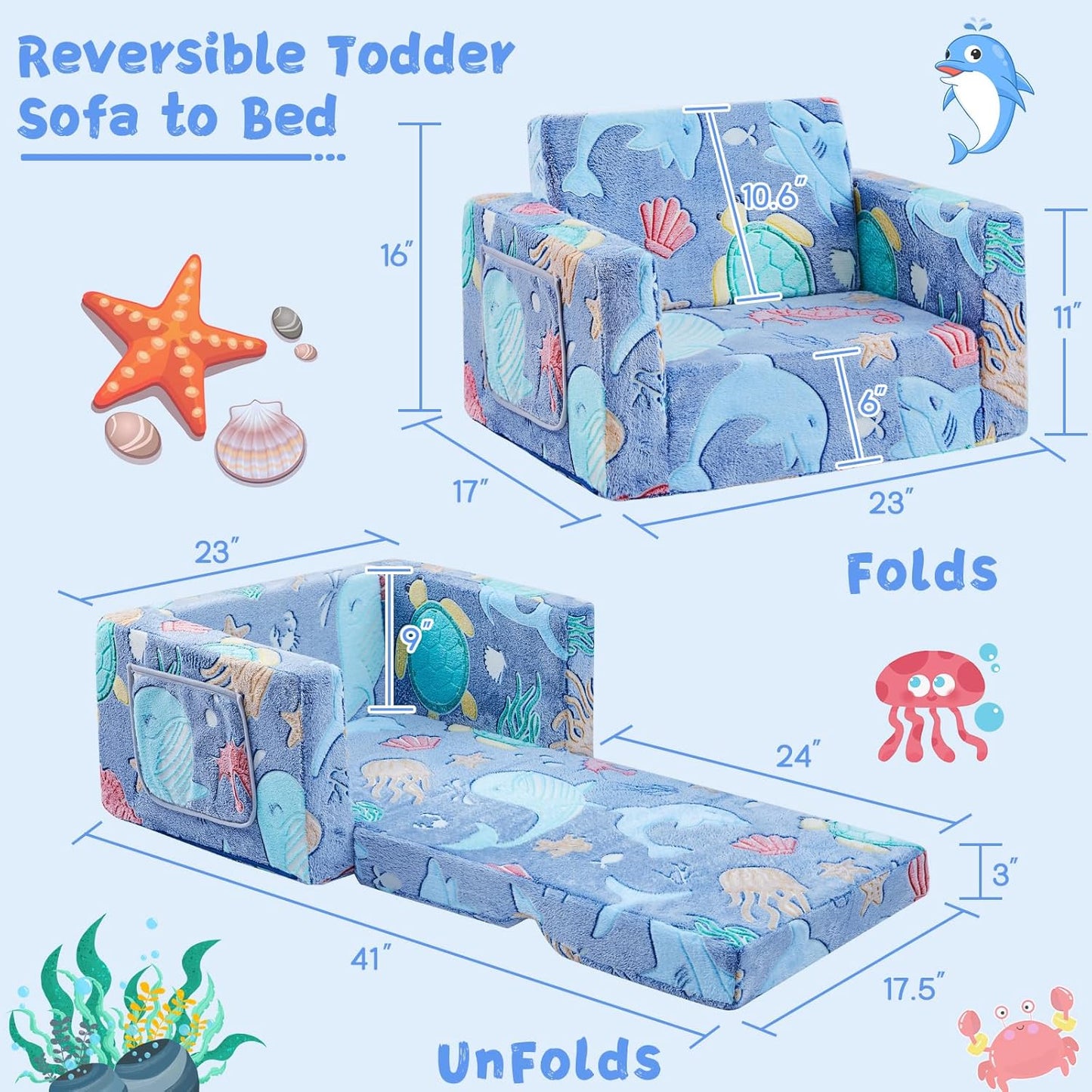 Image displaying a soft modular play furniture and it's dimension