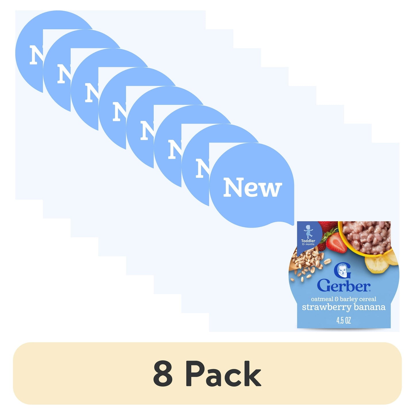 8 pack Strawberry banana oatmeal and barley cereal – 4.5 oz serving of wholesome toddler breakfast.