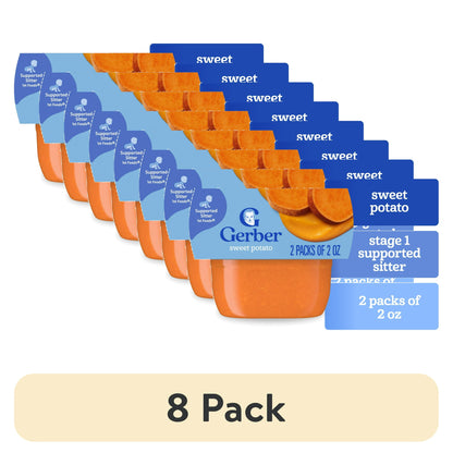 8 pack Sweet potato puree baby food, 2 oz tubs, 2-pack – smooth stage 1 vegetable puree for first tastes.