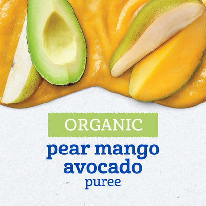 Gerber Stage 2 Baby Food, Organic Pear Mango Avocado Puree, 3.5 oz Pouch