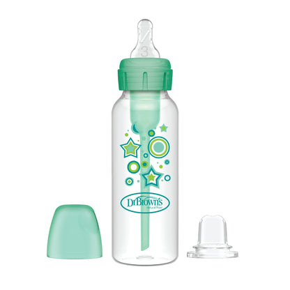 (3 pack) Dr. Brown's Anti-Colic Options+ Narrow Sippy Bottle Starter Kit, 8oz/250ml, Green, BPA Free, 6m+