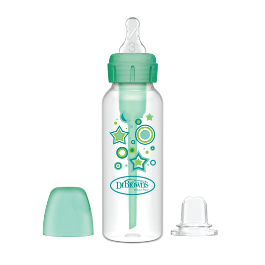 (3 pack) Dr. Brown's Anti-Colic Options+ Narrow Sippy Bottle Starter Kit, 8oz/250ml, Green, BPA Free, 6m+